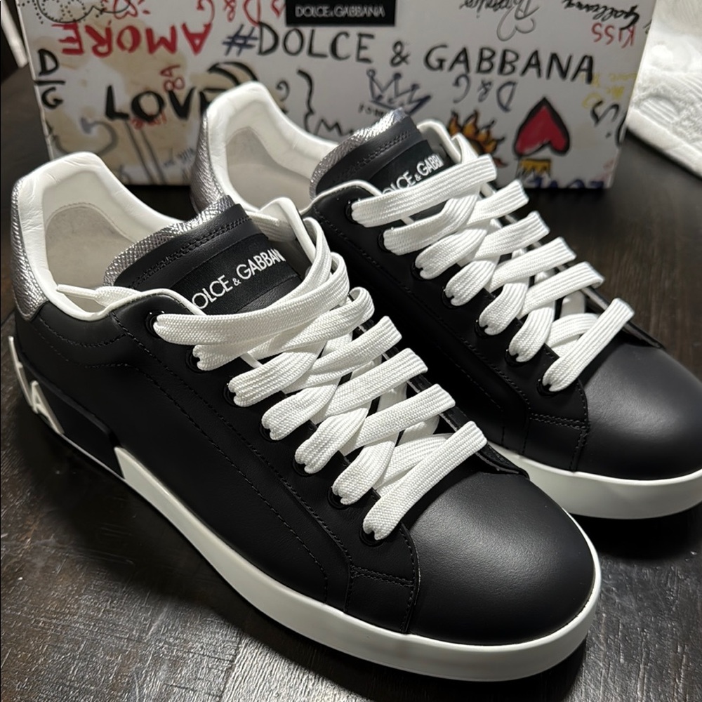 Dolce & Gabbana Black and White Sneakers Sleek Design